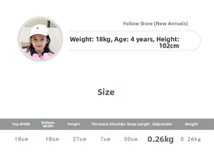 Guide des tailles du sac à dos beignet pour enfants avec dimensions et détails