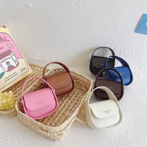 Kids Mini Handbag PU Leather Retro Flap Crossbody Bag For Girls Princess Fashion Accessory