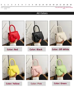 Mini handbag with heart detail in six colors with gold chain and scale ruler