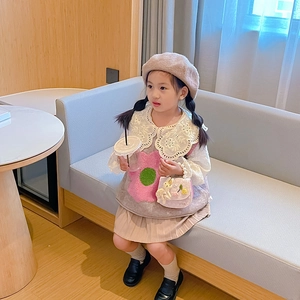 Sac à main en peluche lapin pour fille avec chaîne en perles et dentelle douce