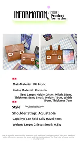 Size comparison of small and large brown PU leather bear backpacks with dimensions