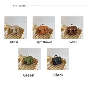 Détails de mini sacs bandoulière rétro en coloris kaki, marron, vert et noir