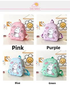 Zaini in tela con stampa a coniglio in quattro colori tra cui rosa, viola, blu e verde