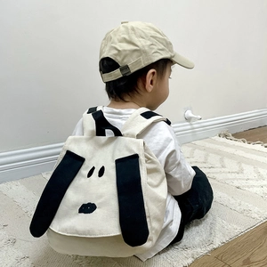 Children's canvas backpack with cute puppy face design for travel and daily school use