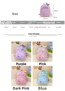 Guide des tailles du sac à dos sirène à paillettes avec dimensions 22x24x12cm et détails