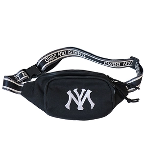 Sac de poitrine pour enfants en toile noire avec broderie NY et sangle réglable