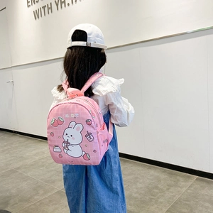 Zaino rosa per bambini con simpatica stampa di coniglio e spallacci leggeri