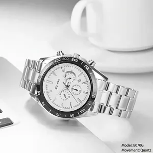 Herren Quarzuhr Edelstahlband 30M Wasserdicht Kalender Datum Business Casual Chronograph Stil Mode Luxus