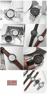 Detailansicht der Herren-Chronograph-Uhr Modell 8070G mit Edelstahlband und Kalender