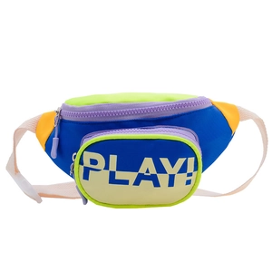 Kids colorful sporty crossbody bag with PLAY! text print and adjustable strap
