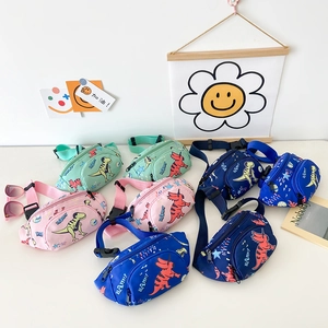 Marsupio Per Bambini Tela Stampa Dinosauro Cartone Animato Tracolla Regolabile Borsa Da Petto Per Ragazzi Ragazze