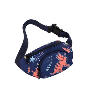 Marsupio bimbi blu scuro con stampa dinosauro arancione e stelle decorative