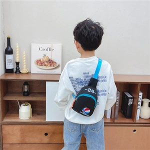 Sac de poitrine en toile pour enfants avec motif de basket et fermeture éclair orange