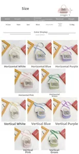 Size chart for mini lace handbag with pearl handle and bow, 14.5x10x5cm dimensions