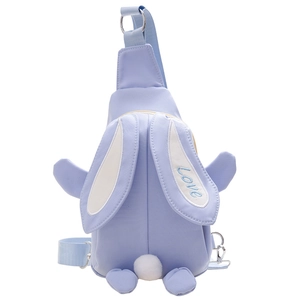 Sac bandoulière lapin bleu clair en toile avec longues oreilles pour fillettes