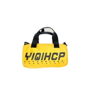 Sac bandoulière enfant en toile jaune avec imprimé YIQIHCP noir et grande capacité
