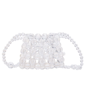 Mini sac à main chic en perles transparentes pour filles avec deux poignées supérieures