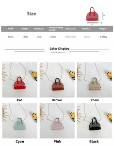 Detailed size chart and dimensions of the glitter mini shell crossbody bag for girls