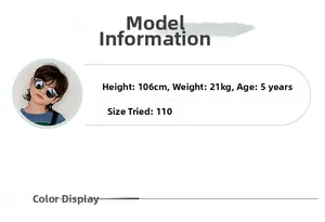 Size chart and model info for boys crossbody bag featuring 106cm height and 110 size wear