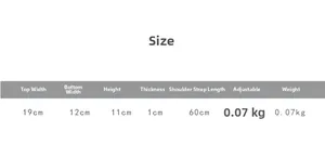 Detailed size chart with dimensions for the stylish kids crossbody bag and chest pack