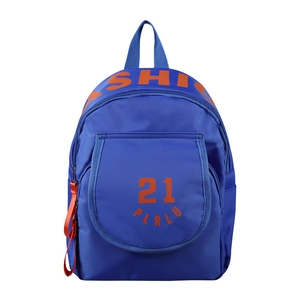 Lightweight blue canvas school backpack with orange number 21 for kids and students