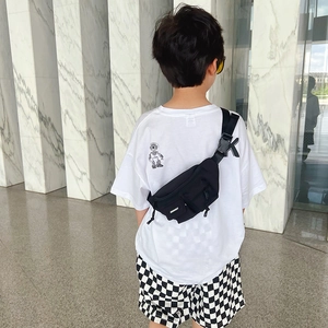 Marsupio sportivo nero in tela per bambini con tracolla regolabile per viaggi all'aperto