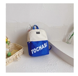 Sac à dos en toile bleu et blanc pour enfants avec imprimé lettrage TOCHASO stylé