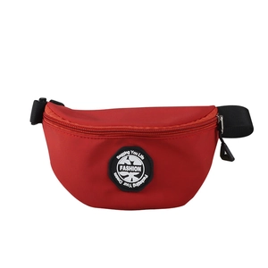 Fashionable red nylon crossbody chest bag for boys with adjustable black strap and logo