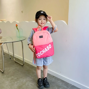 Sac à dos rose minimaliste en toile pour filles avec imprimés de lettres TOCHASO