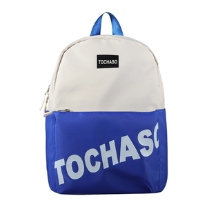 Sac à dos léger pour enfants en beige et bleu avec logo TOCHASO et bretelles souples