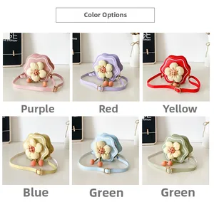 Collection of flower shaped mini PU leather crossbody bags for girls in six vibrant colors