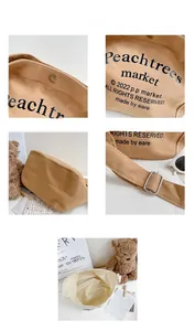 Detailed close-up of khaki and cream canvas messenger bag with durable metal snap buttons