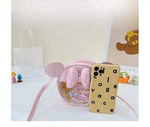 Comparaison de taille détaillée du sac à bandoulière rose à paillettes pour enfant