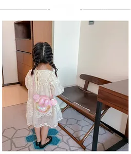 Sac bandoulière rose pailleté pour filles avec oreilles de souris et fenêtre scintillante