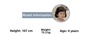 Carte de référence des tailles pour sac en tricot avec mannequin de 107 cm et 4 ans