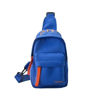 Blue and orange kids canvas sling bag with fashion prints for outdoor sports activities