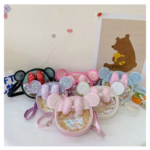 Détails des sacs à bandoulière pour enfants avec nœud pailleté et oreilles rondes