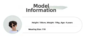 Guide des tailles montrant le mannequin: 106cm pour sac bandoulière enfant