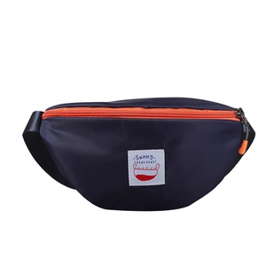 Kids navy blue fanny pack with orange zipper and Sunny Kids adjustable strap