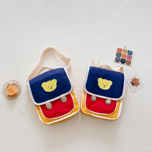 Sac À Dos Enfant Ours Dessin Animé Couleur Contraste Nylon Mini Sac Bandoulière Bambin Boucles Métalliques Mode Mignon