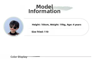 Size chart showing model info: height 106cm, weight 19kg, and size 110 for boys canvas bag