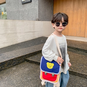 Mini sac à bandoulière pour enfants avec imprimé ours jaune et design color-block moderne