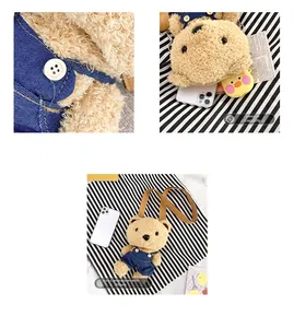 Détails du sac peluche ours montrant la capacité interne et comparaison avec un téléphone