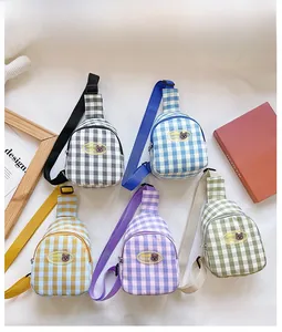 Collection de sacs de poitrine à carreaux pour enfants en cinq coloris variés