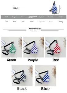 Guide des tailles et dimensions pour sacoche enfant en nylon à damier en cinq coloris
