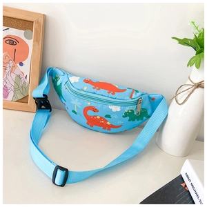 Détail du sac bandoulière dinosaure bleu pour enfants avec sangle réglable et motif