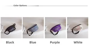 Detail display of stylish boys canvas chest bags in black blue purple and white colors