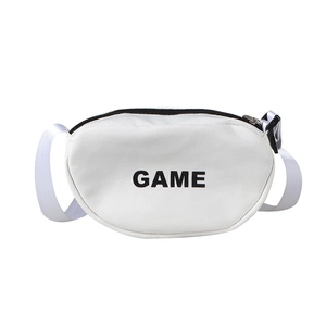 Sac bandoulière demi-lune blanc minimaliste pour garçons avec imprimé GAME noir