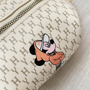 Borsa a tracolla per bambini in PU crema con stampa Topolino e motivo a lettere