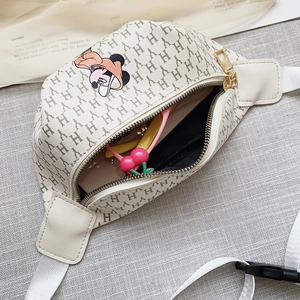 Marsupio per bambini in pelle PU con stampa di lettere e personaggio dei cartoni animati
